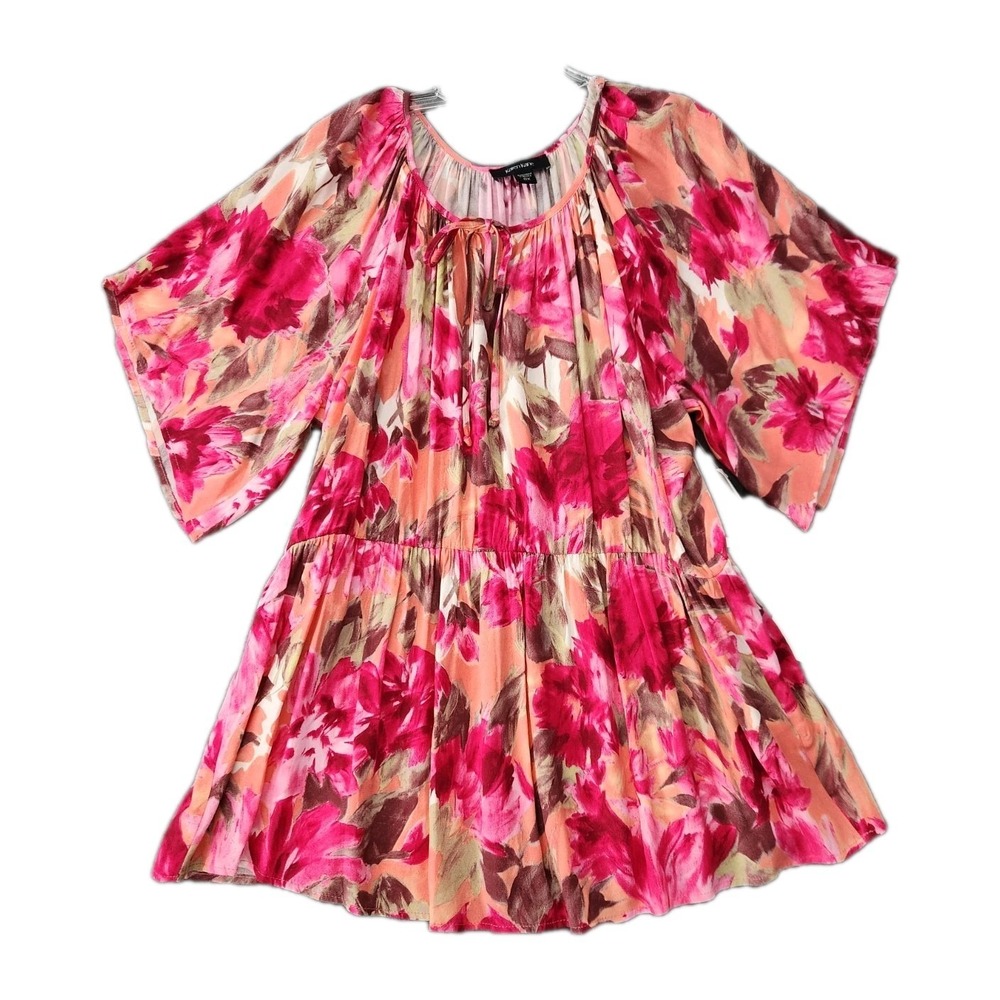Karen Kane Top Sz 0X Ruffle Hem Floral‎ Colorful Peasant Blouse Festival NWT